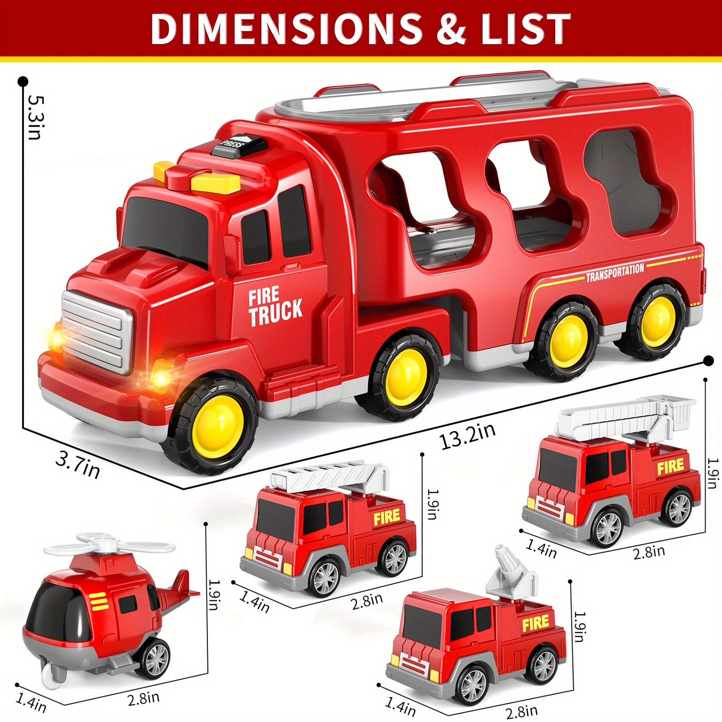 5-in-1 Fire Truck Playset with Light & Sound -