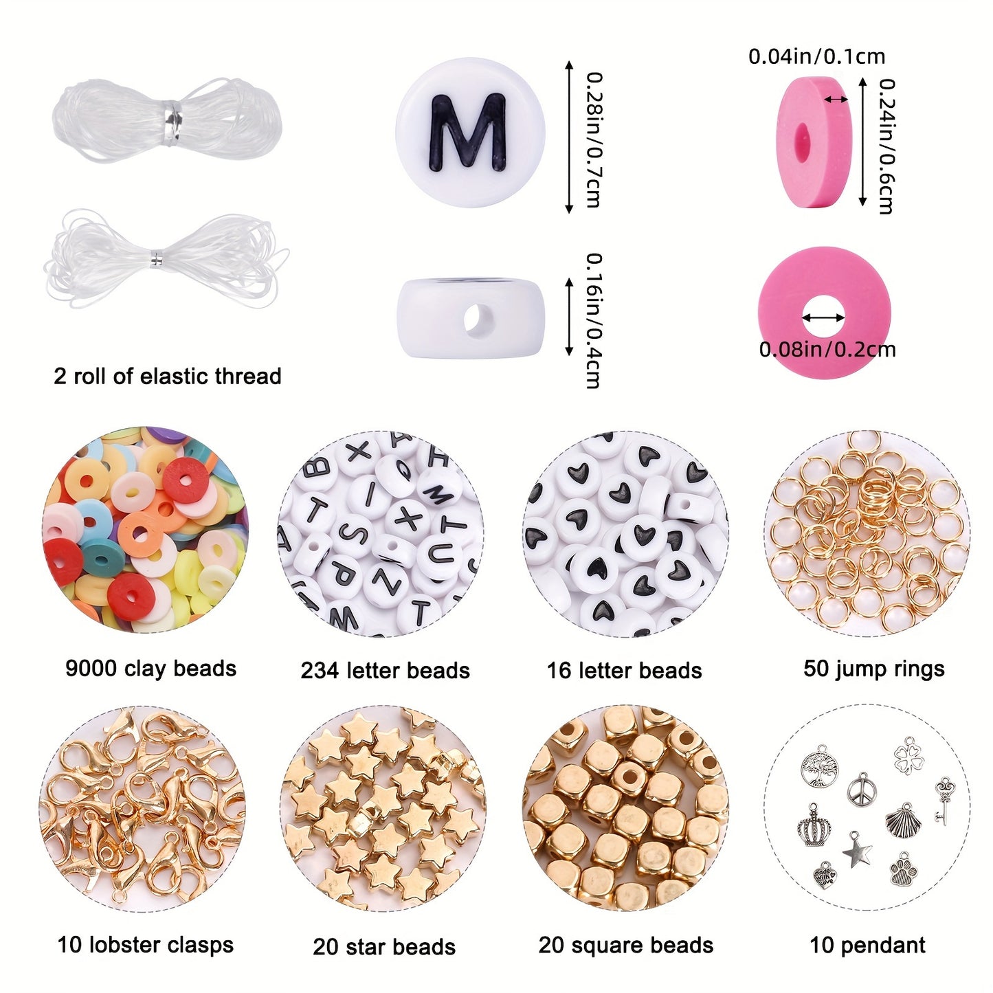 6000pcs/9000pcs Clay Beads Bracelet Making Kit,