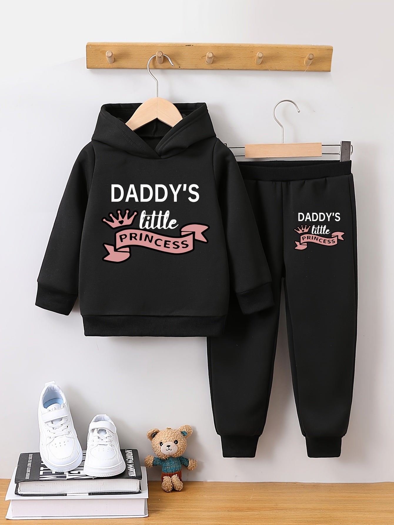 Girls 2pcs Long Sleeve Hooded Sweatshirt