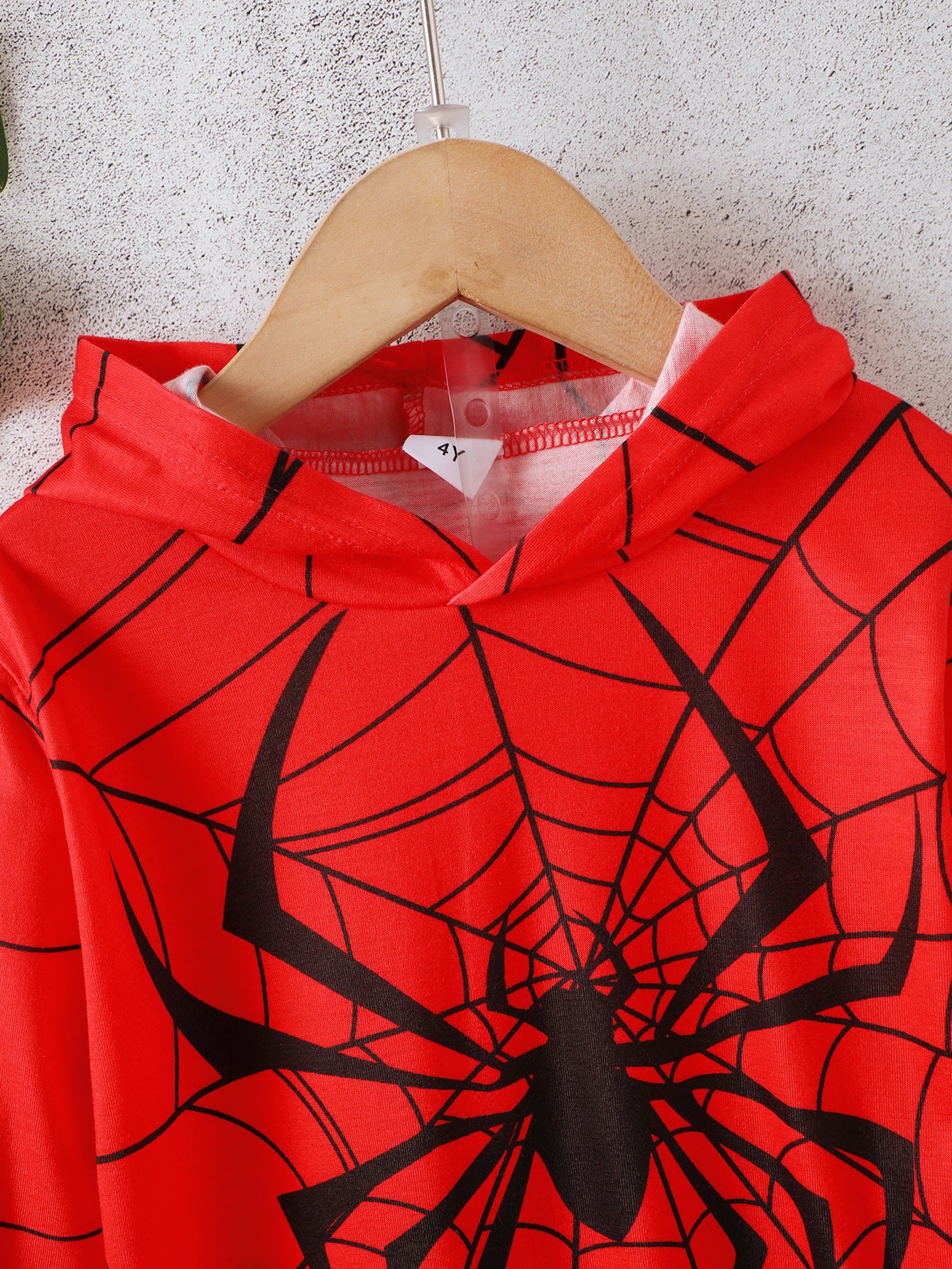 2Pcs Spider Print Long Sleeve Hooded Sweatshirt and Jogger Pants