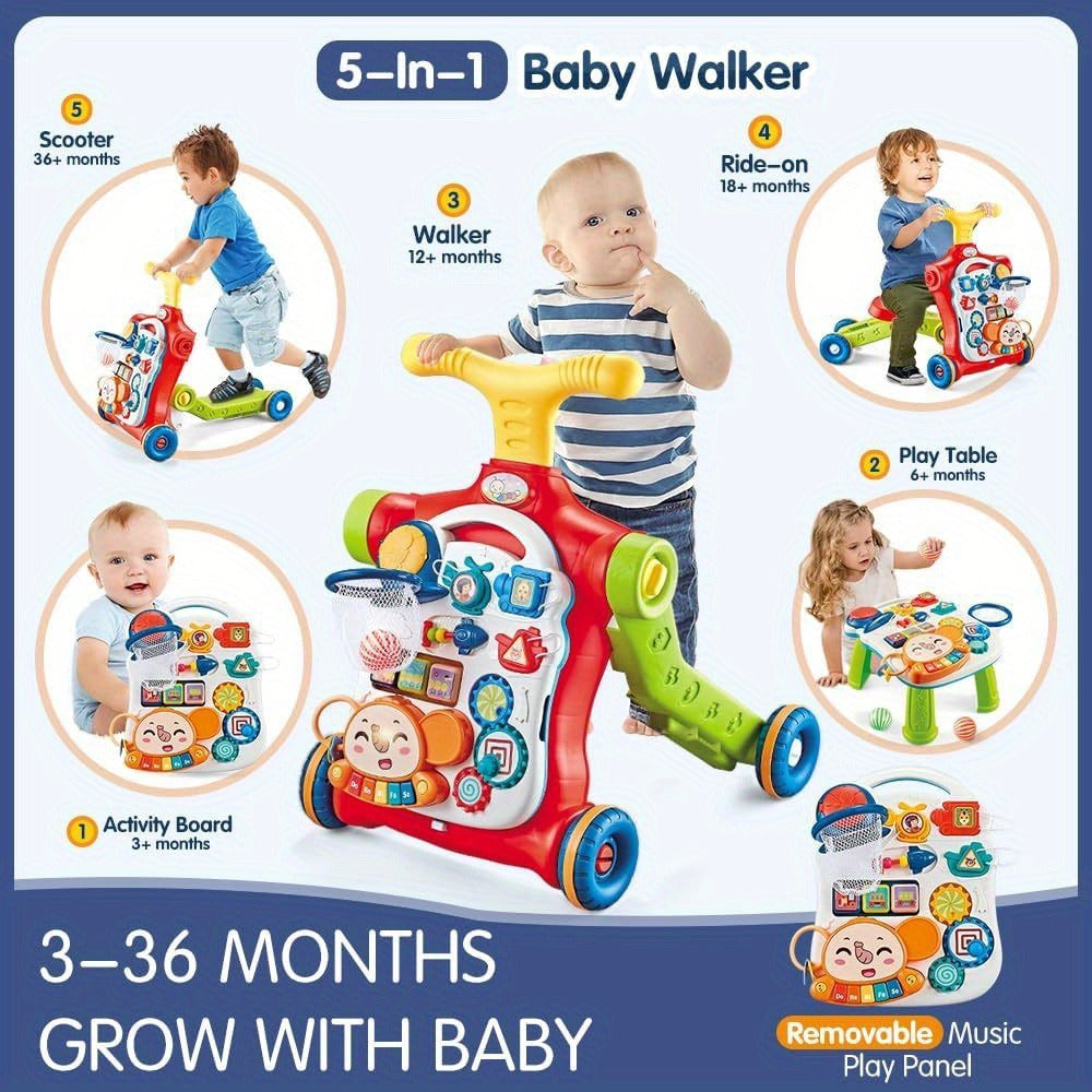 Baby Walker 5 in 1, Sit-to-Stand Learning Walker
