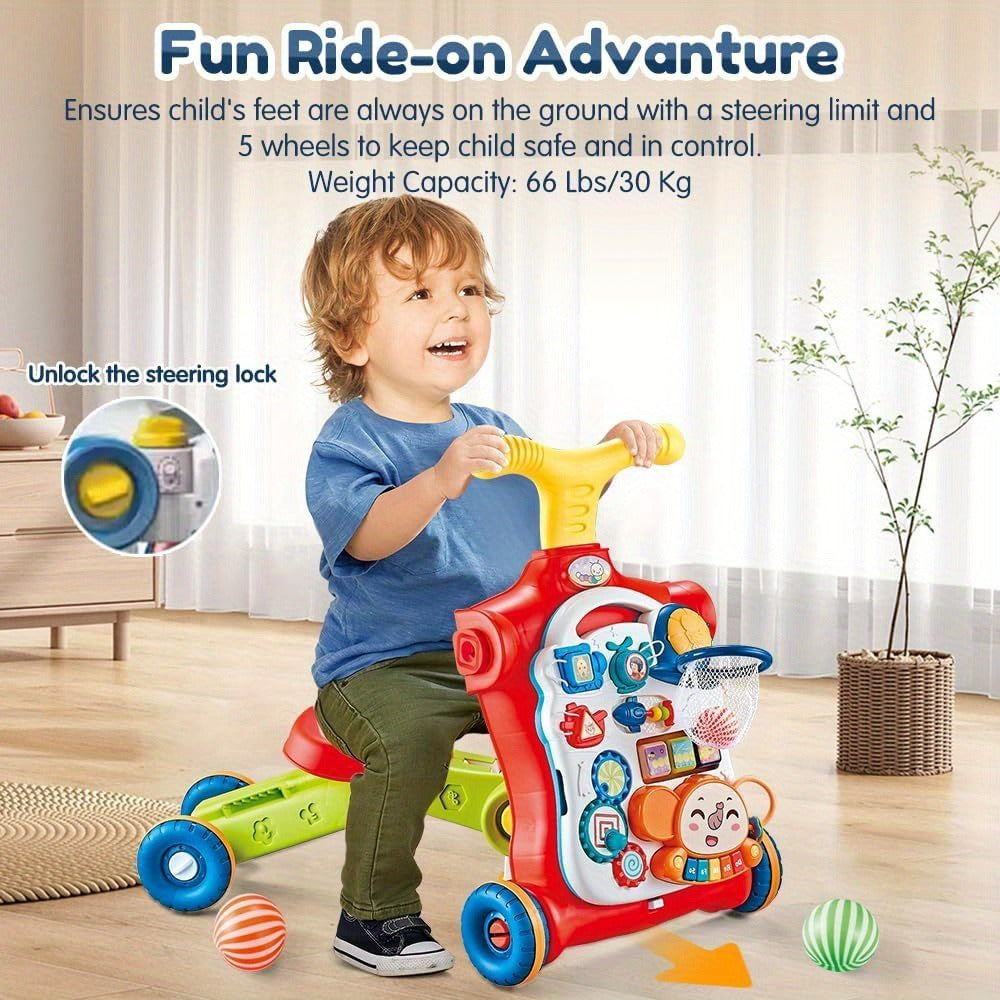 Baby Walker 5 in 1, Sit-to-Stand Learning Walker