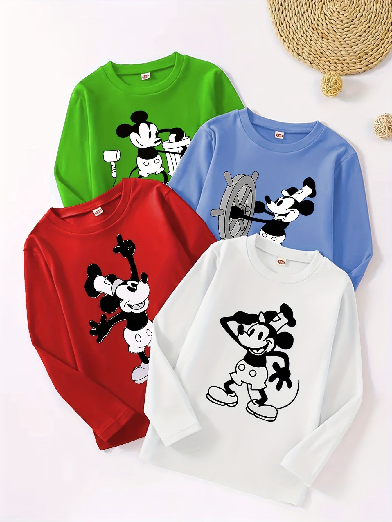 4pcs Cartoon Mouse Print T-Shirt,