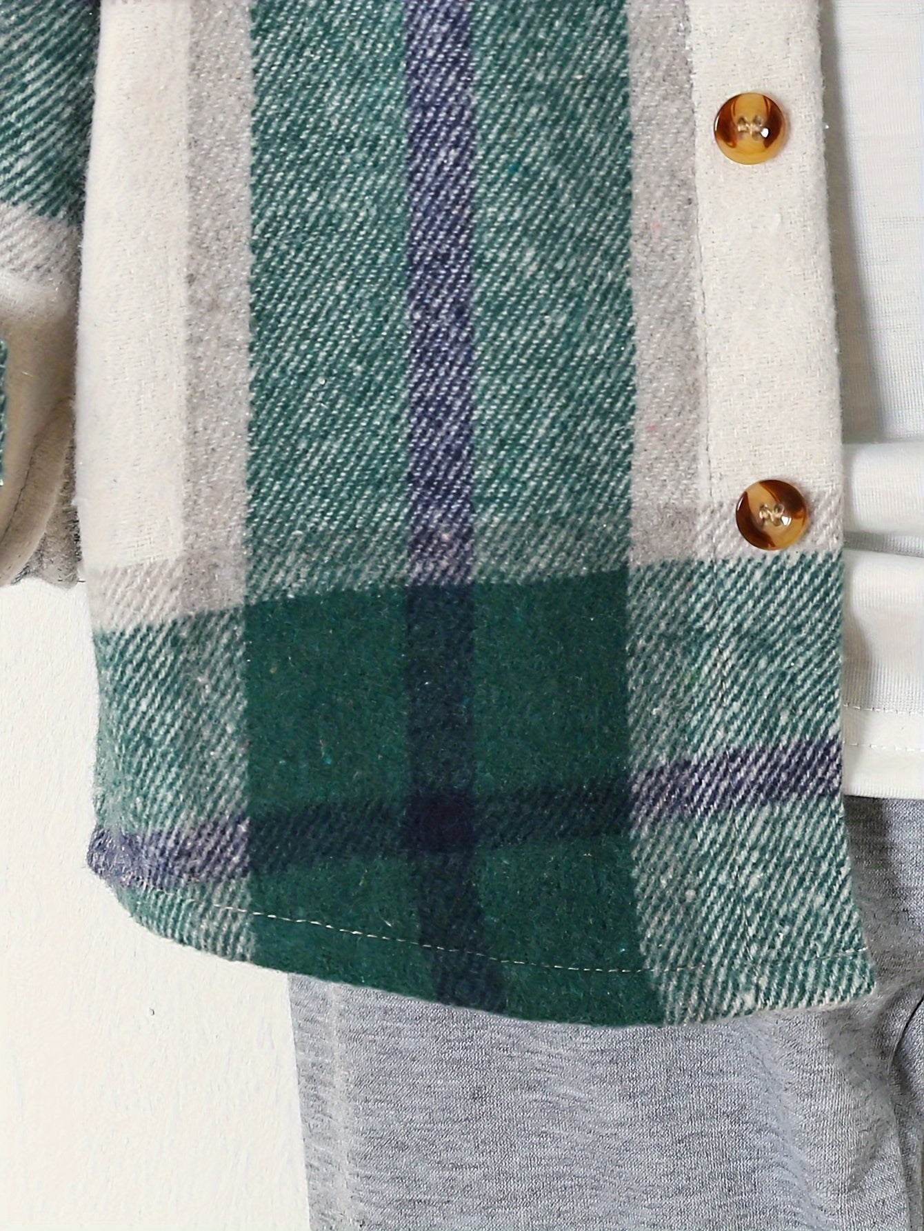 3pcs Outfit Set: Plaid Button-Up Shirt, Long Sleeve Tee & Solid Color Joggers