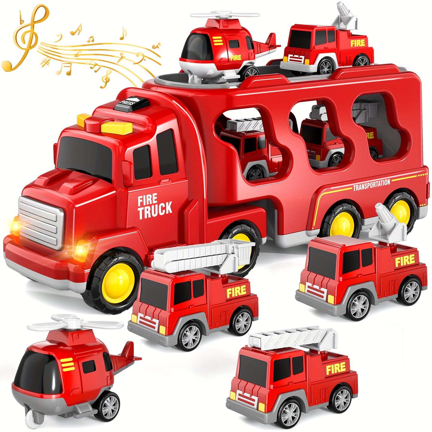 5-in-1 Fire Truck Playset with Light & Sound -