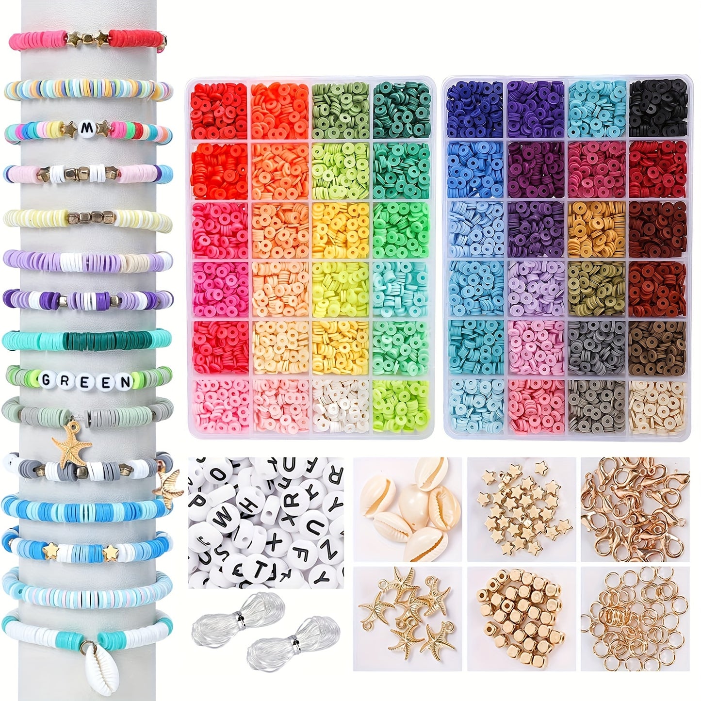 6000pcs/9000pcs Clay Beads Bracelet Making Kit,