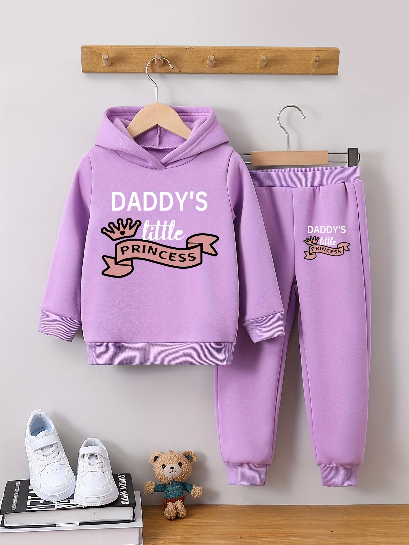 Girls 2pcs Long Sleeve Hooded Sweatshirt