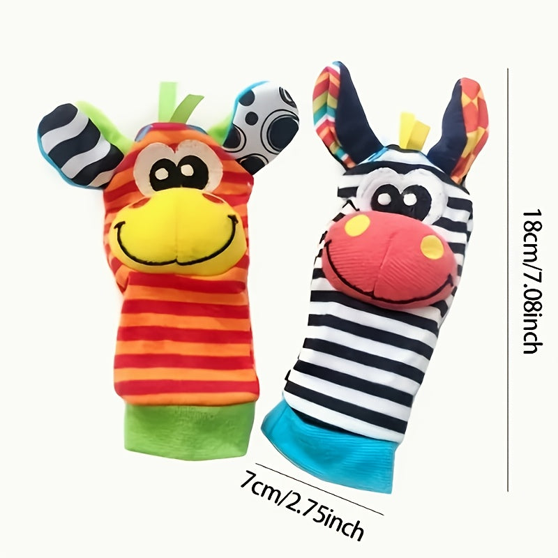 Set Baby Cartoon Animal Wrist Bell Rattle Socks -