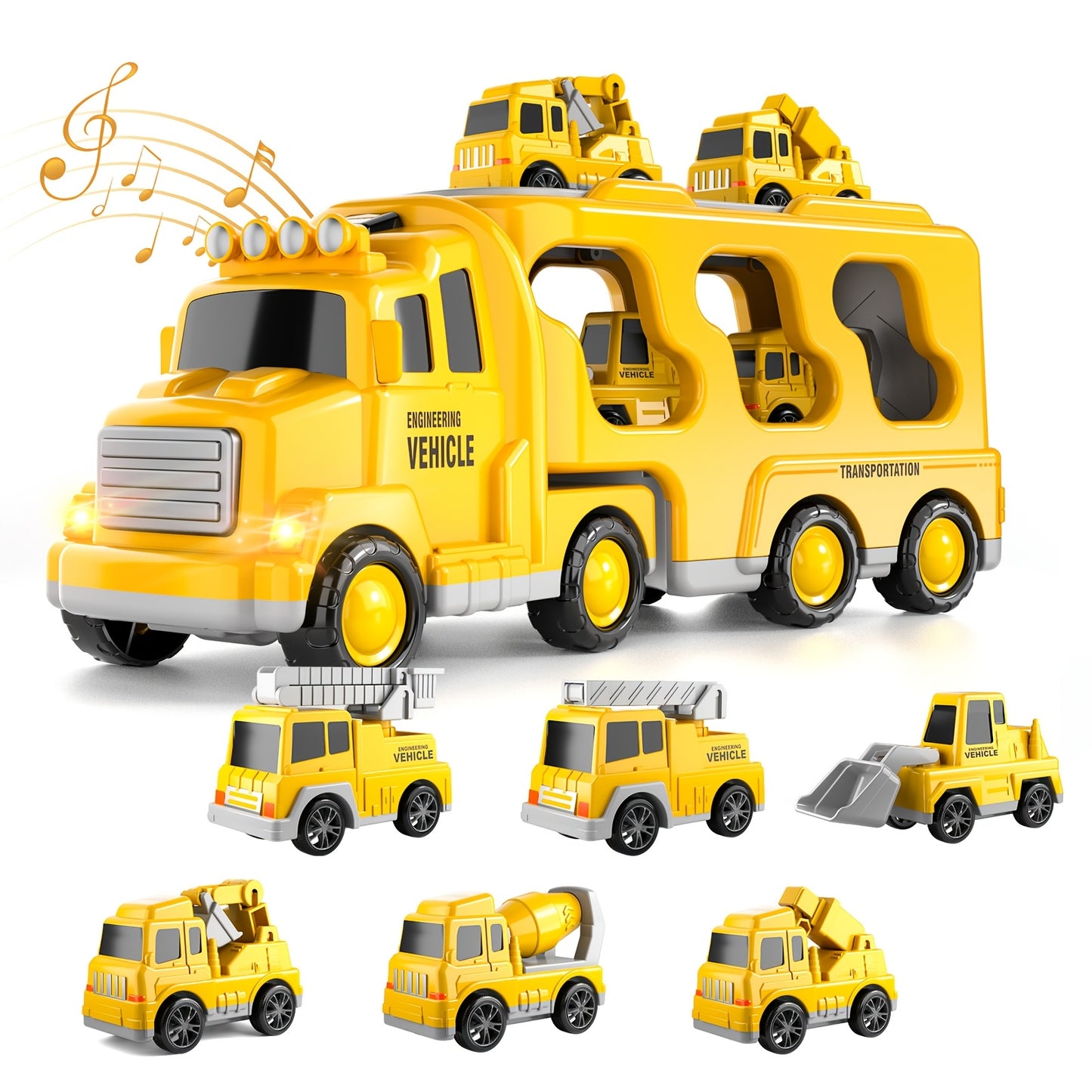 Fire Truck Toys Boys, 5 In 1 Kids Carrier Fire Trucks Cars