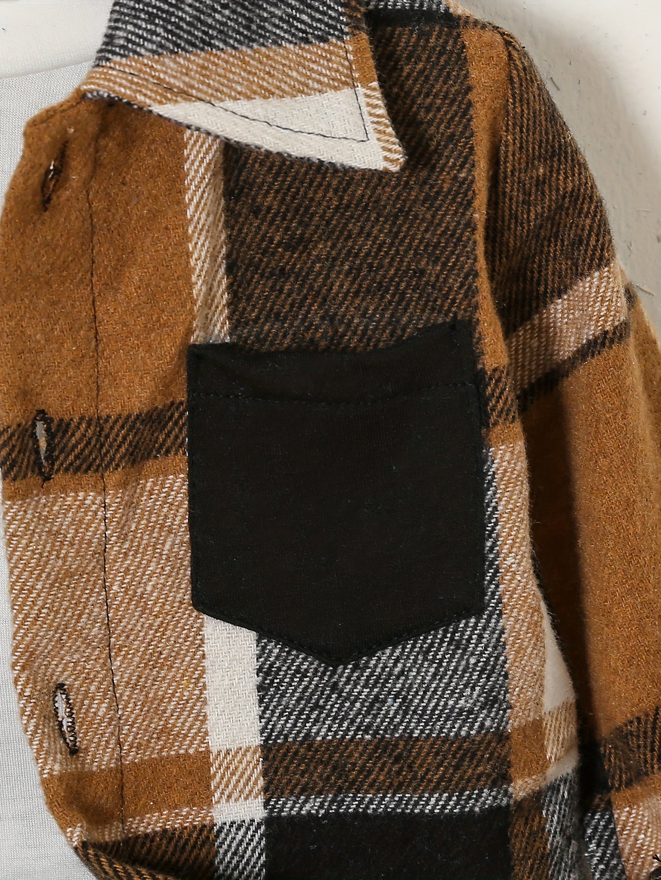 3pcs Outfit Set: Plaid Button-Up Shirt, Long Sleeve Tee & Solid Color Joggers