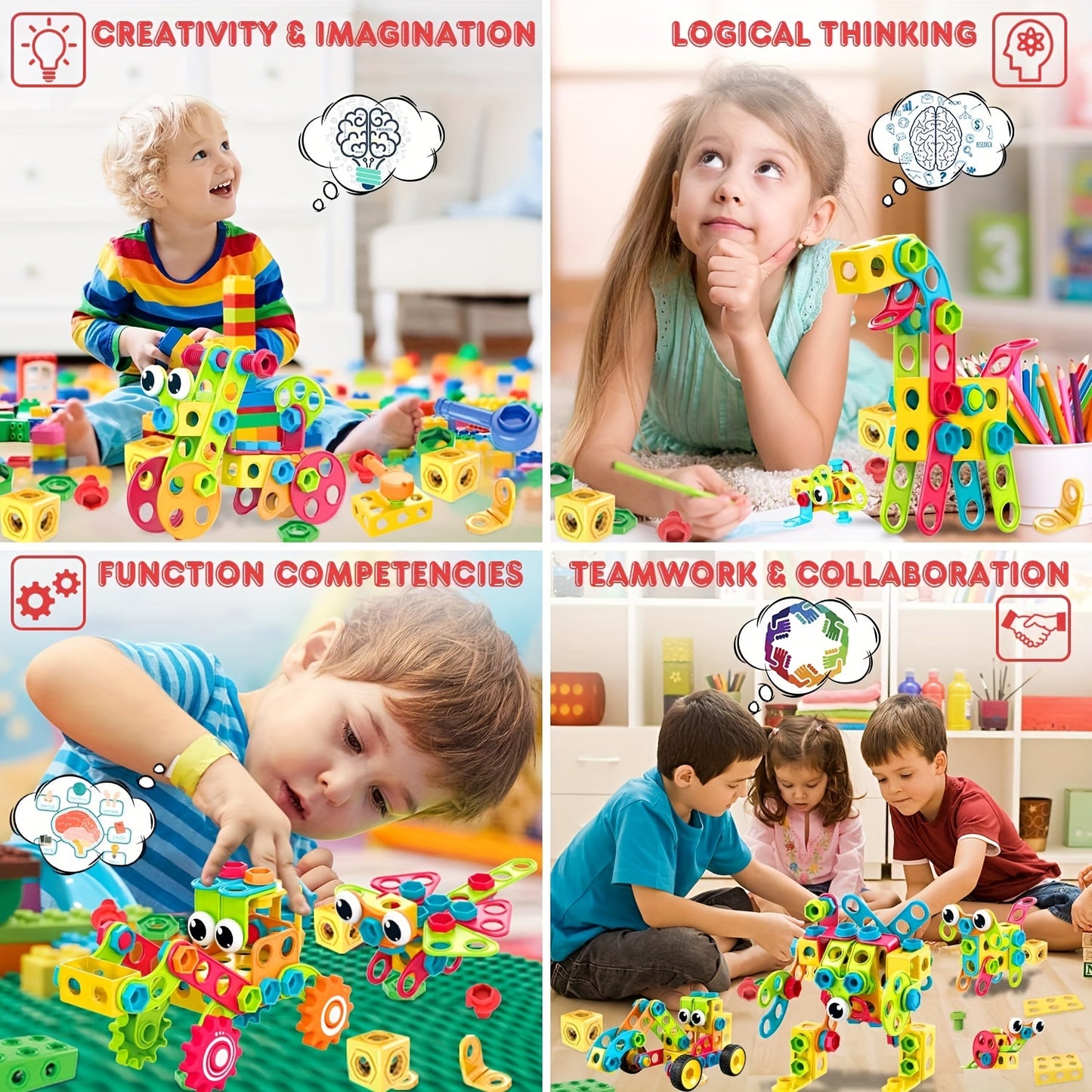 195 PCS Educational STEM ToyConstruction Building Blocks Toy Building Sets