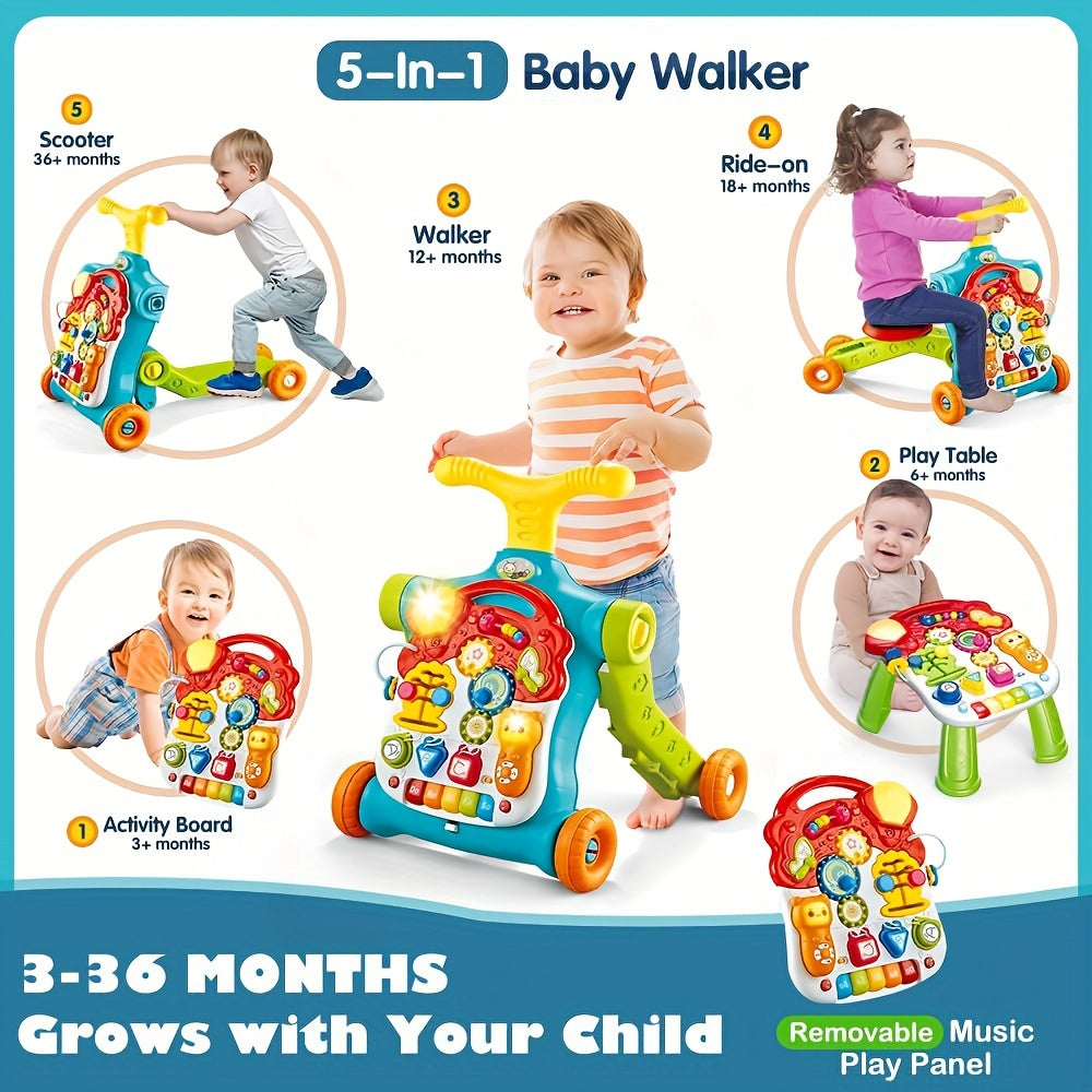 Baby Walker 5 in 1, Sit-to-Stand Learning Walker