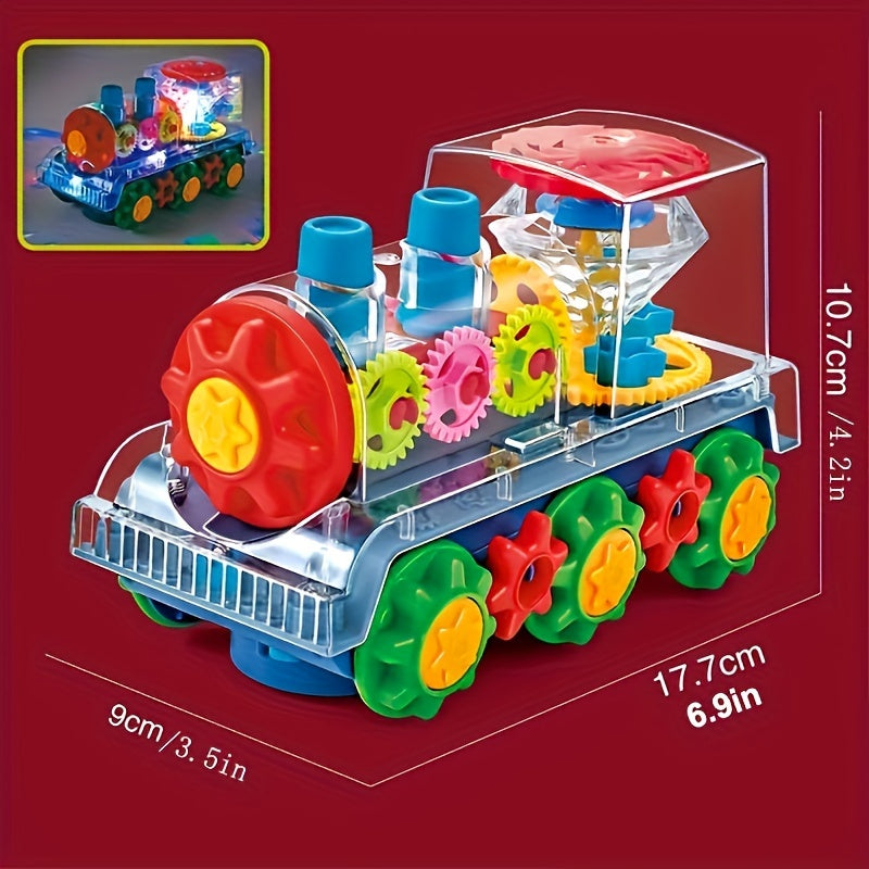 "Magical" Interactive Transparent Train Toy with Lights, Music & 360° Movement