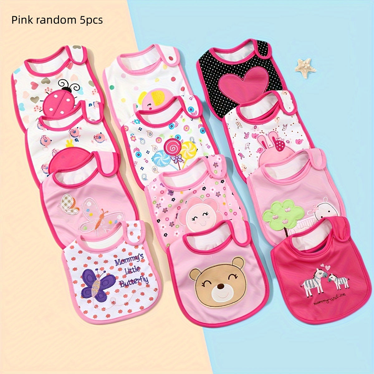 Waterproof Drool Bibs 5-Pack for Infants and Toddlers 0-3 Year