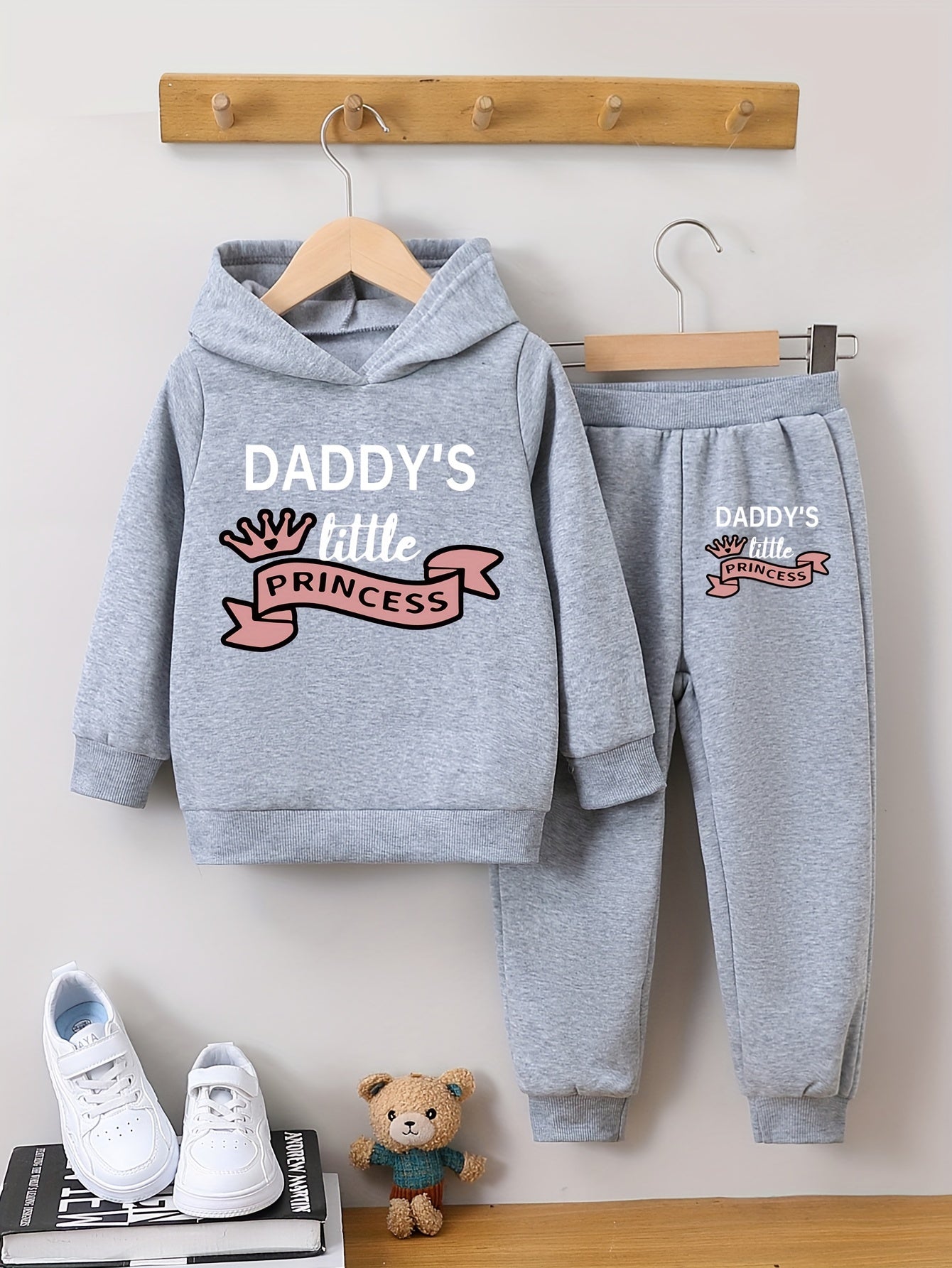 Girls 2pcs Long Sleeve Hooded Sweatshirt