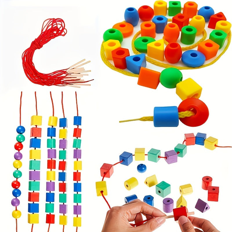 Threading Beads Toys with Shapes and Colors