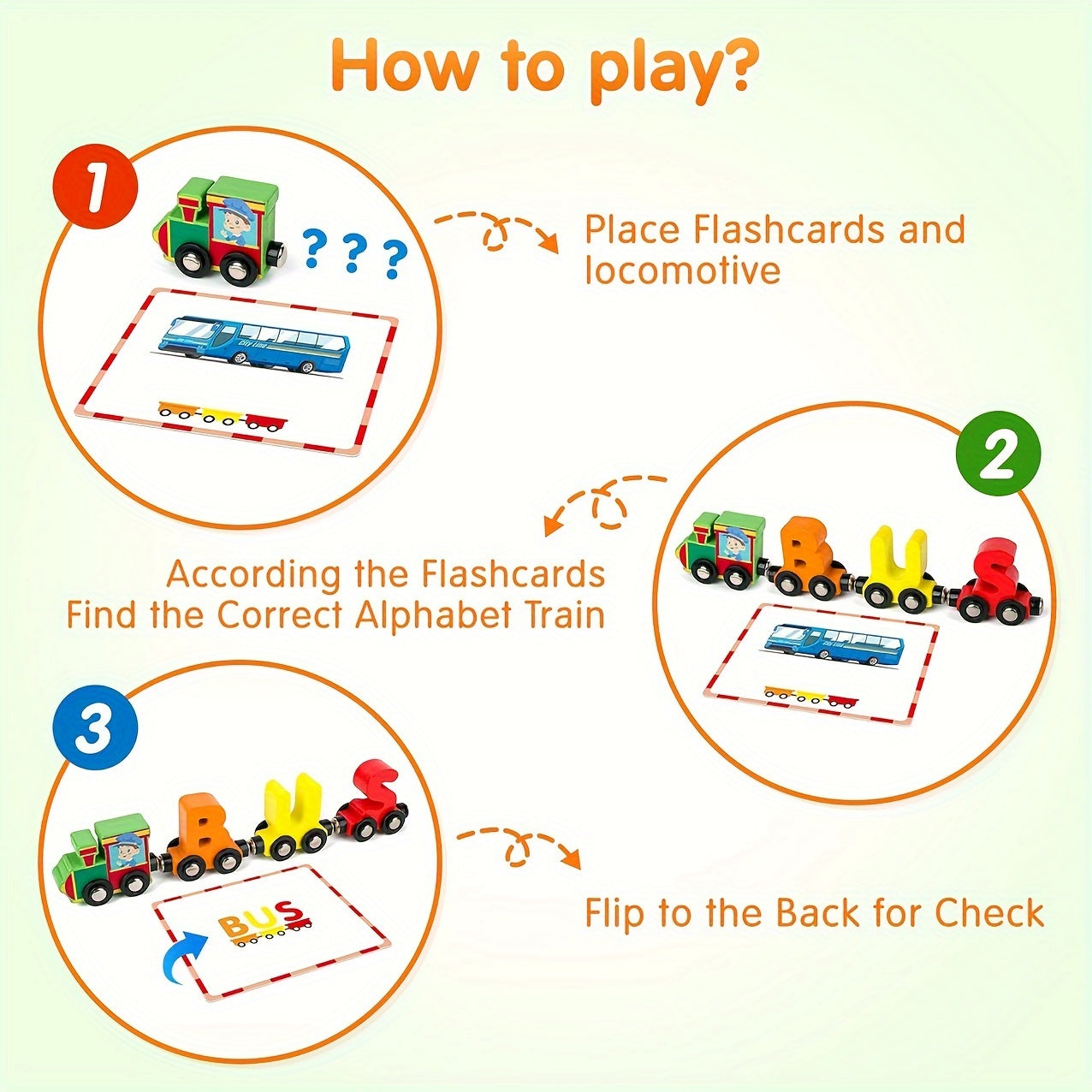 27 PCS Magnetic Wooden Alphabet Train Sets | ABC Letter Learning Toy Trains