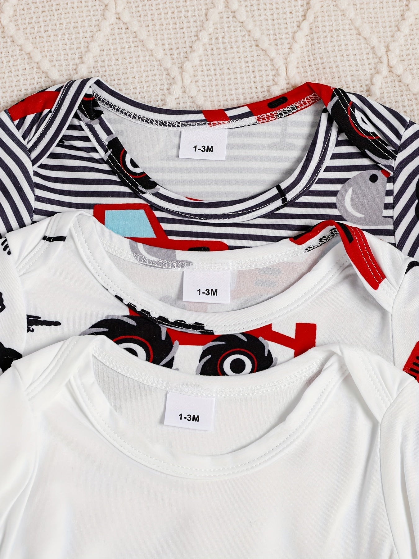 3pcs, Footed Jumpsuit For Baby Boys,