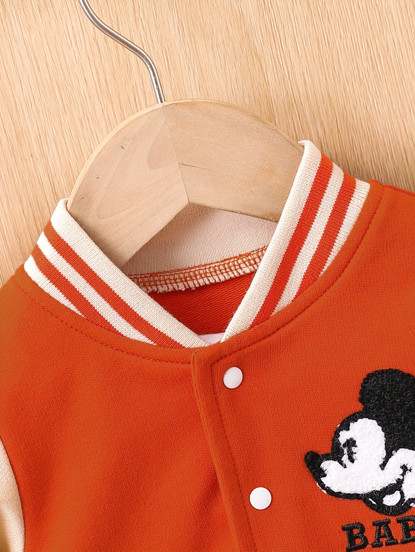 Cartoon Mouse Block Cotton Varsity Jacket,