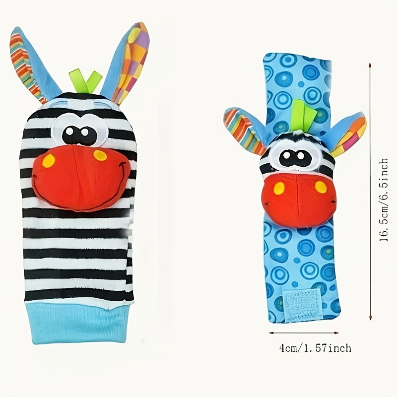 Set Baby Cartoon Animal Wrist Bell Rattle Socks -