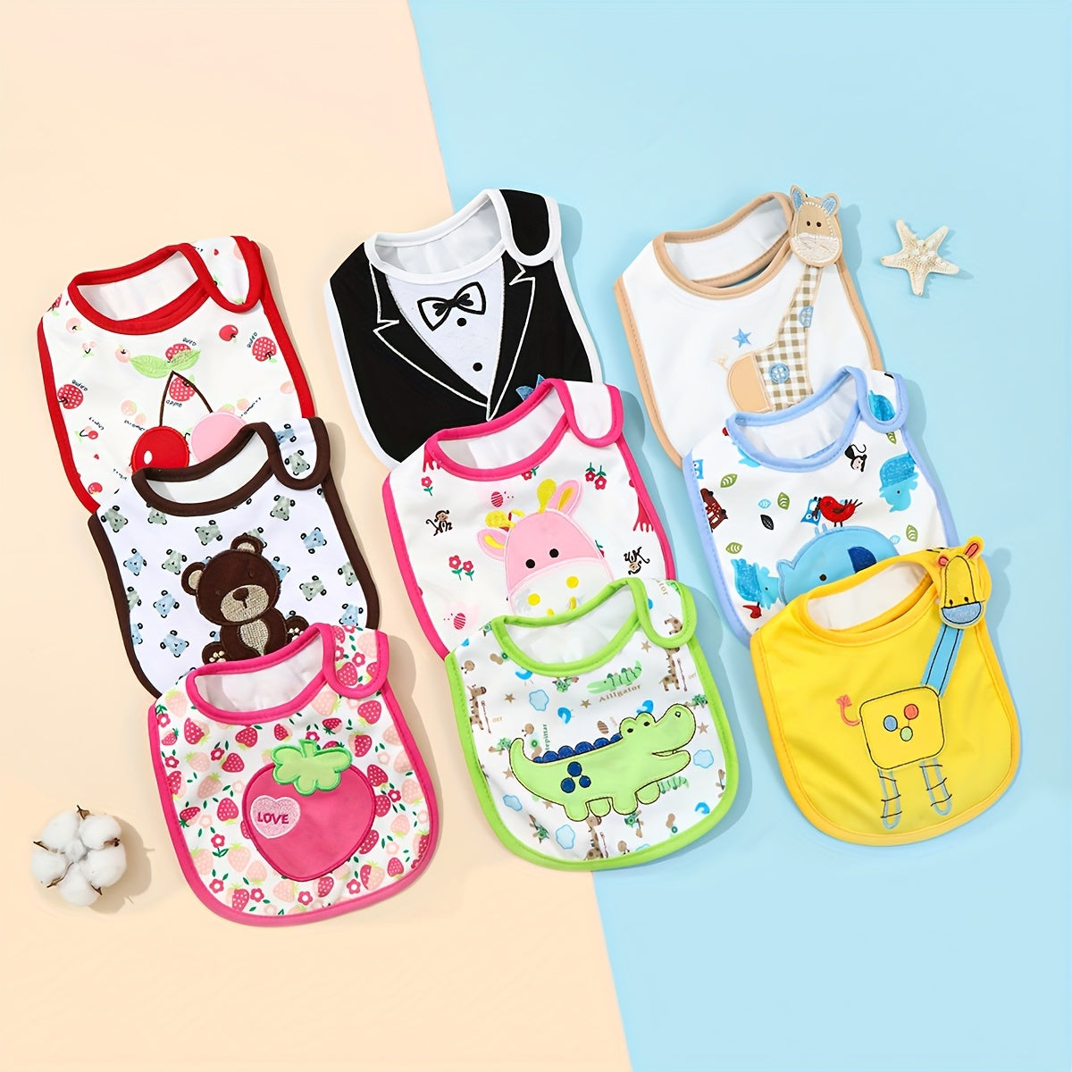 Waterproof Drool Bibs 5-Pack for Infants and Toddlers 0-3 Year