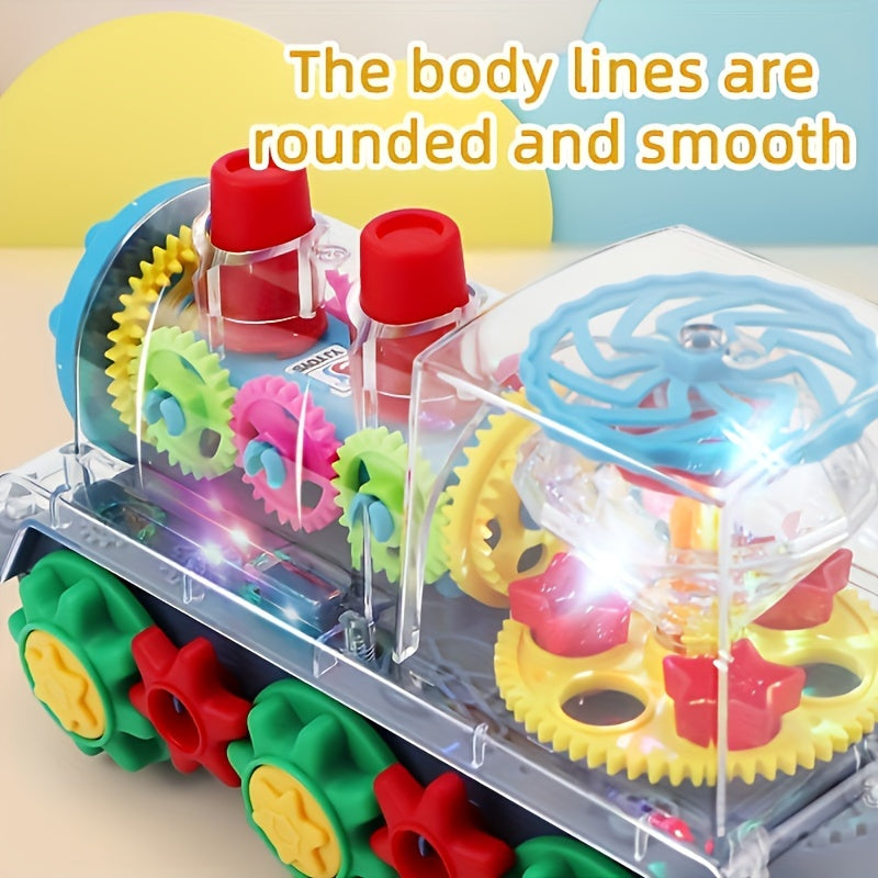 "Magical" Interactive Transparent Train Toy with Lights, Music & 360° Movement
