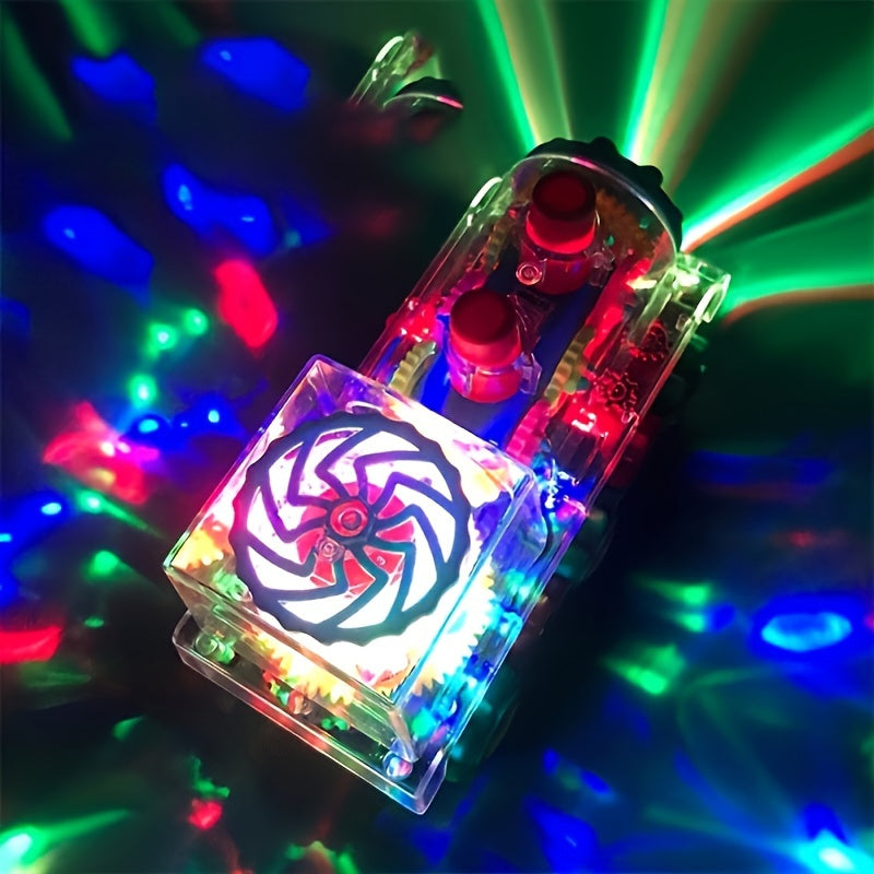 "Magical" Interactive Transparent Train Toy with Lights, Music & 360° Movement