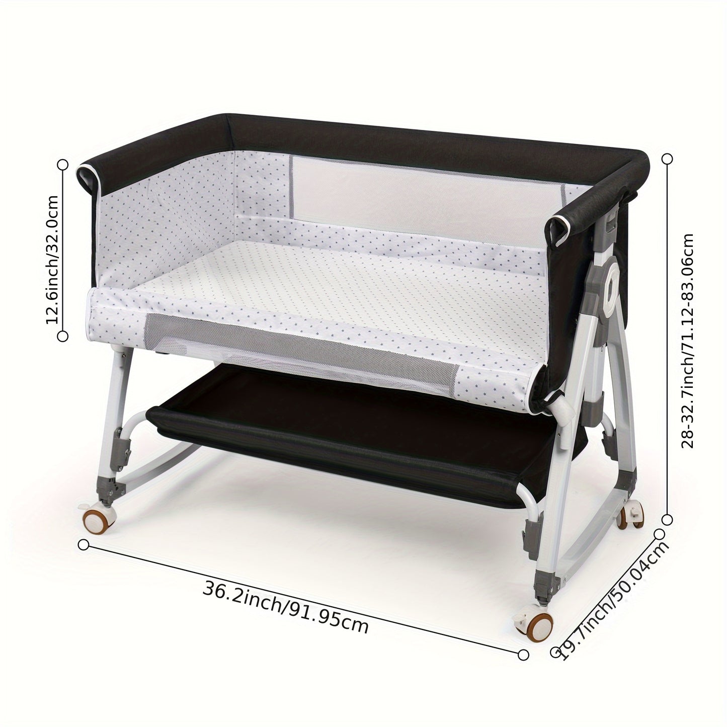 3 in 1 Bassinets Bedside Sleeper Bedside Bassinet with Wheels and Storage Basket,