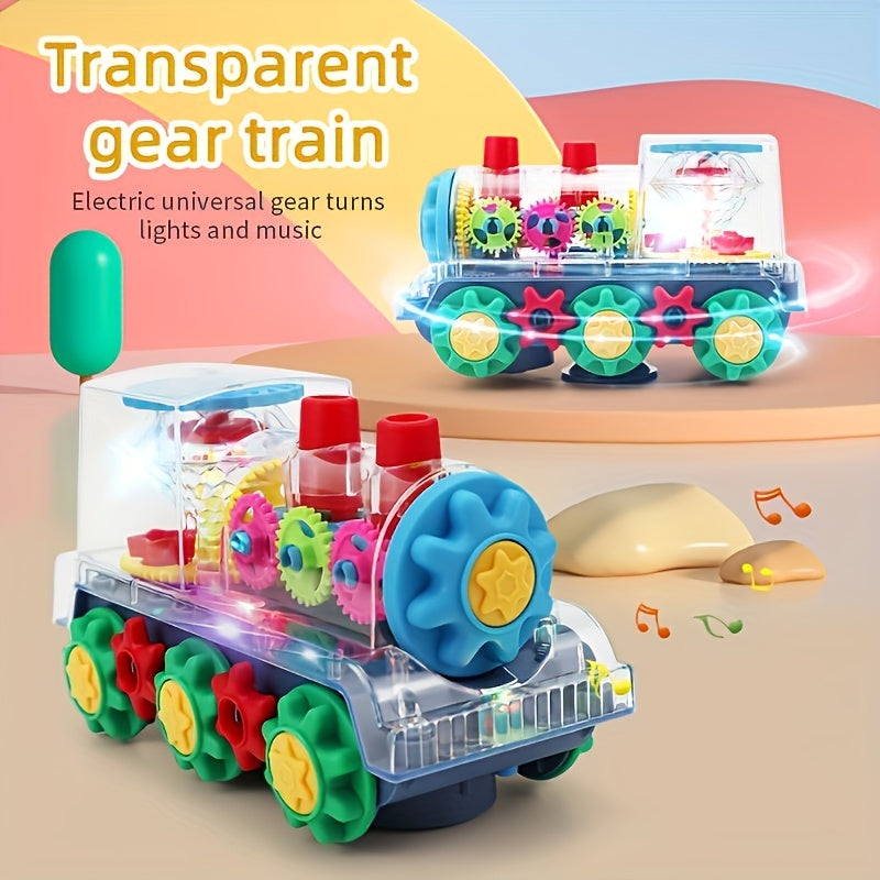 "Magical" Interactive Transparent Train Toy with Lights, Music & 360° Movement
