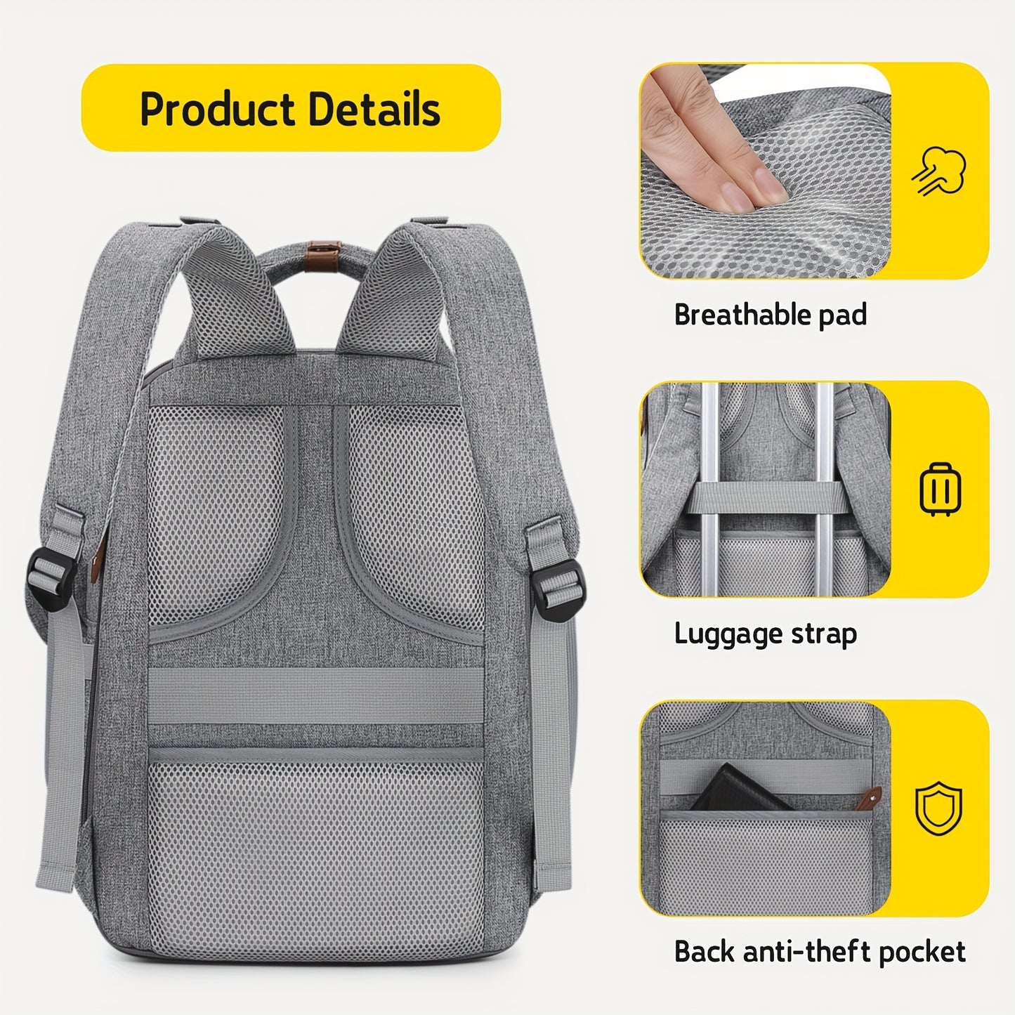 TravelDiaper Bag Backpack with Changing Pad&Stroller Straps & Pacifier Bag