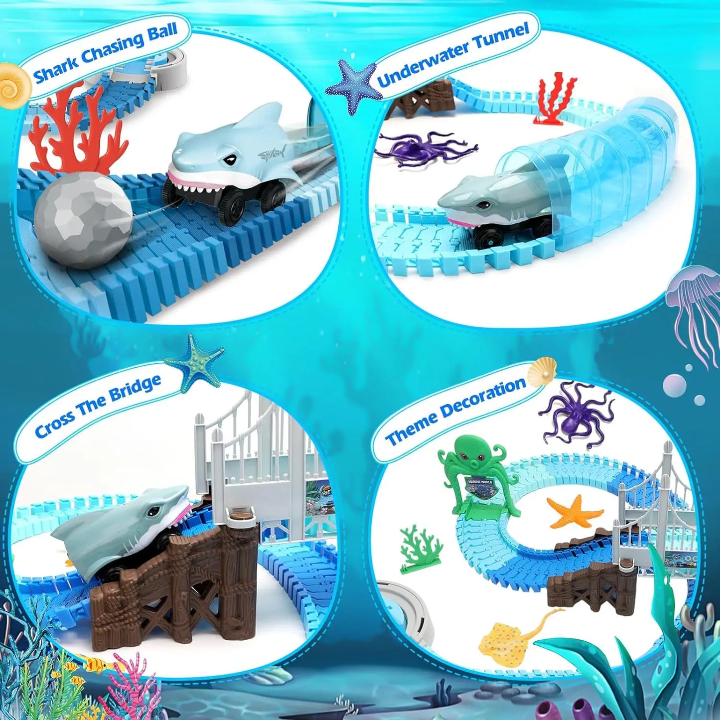 Flexible Shark Racetrack Train Toy Set 3+
