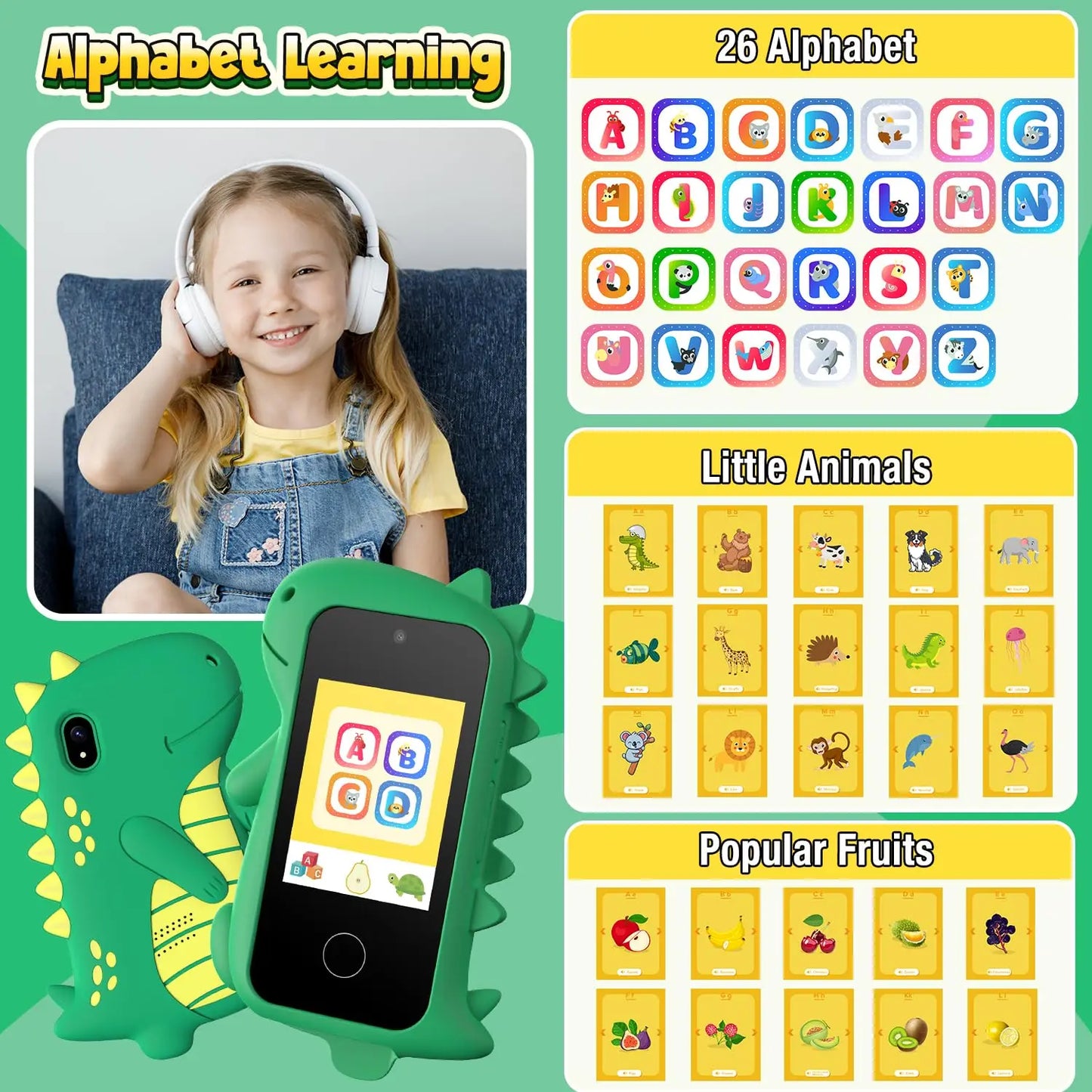 3-8 Year, Kids Smart Phone Dual Camera with 32GB Card, 3-8 Year
