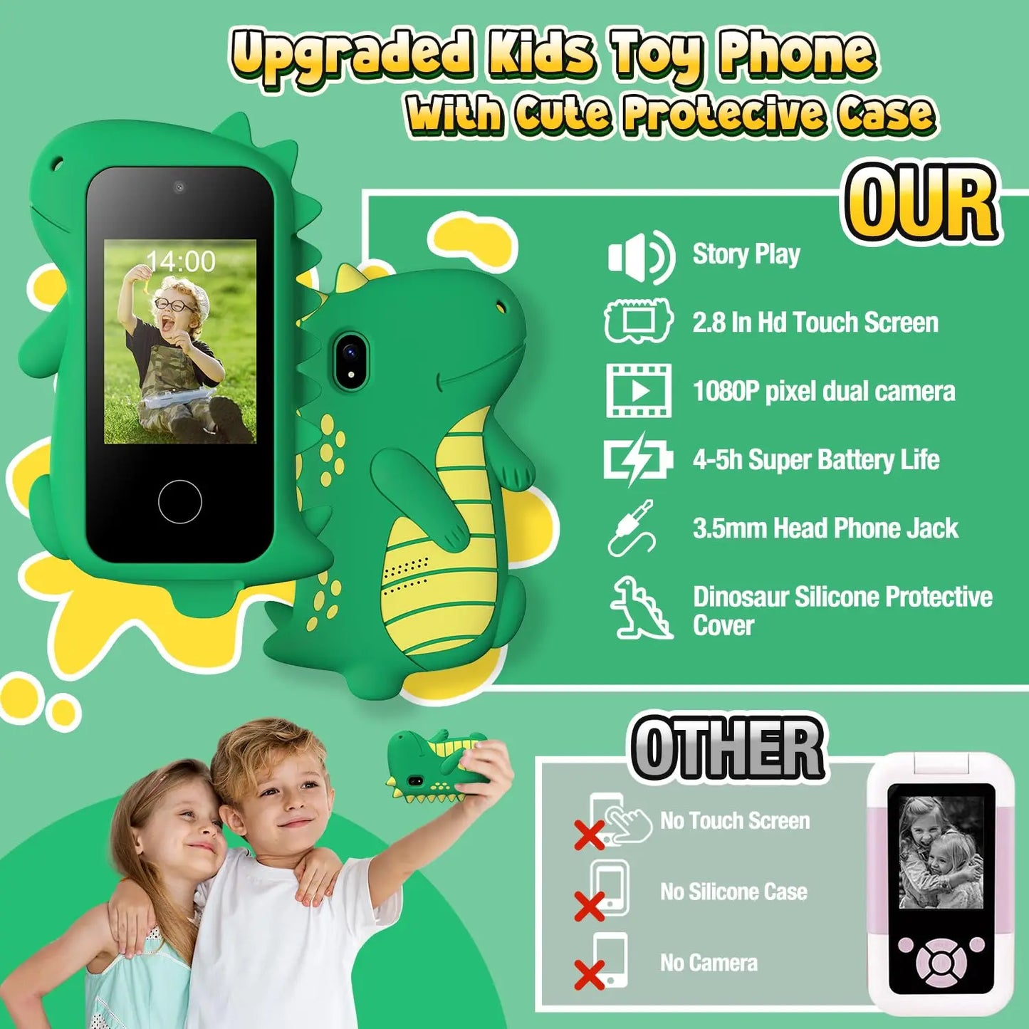 3-8 Year, Kids Smart Phone Dual Camera with 32GB Card, 3-8 Year