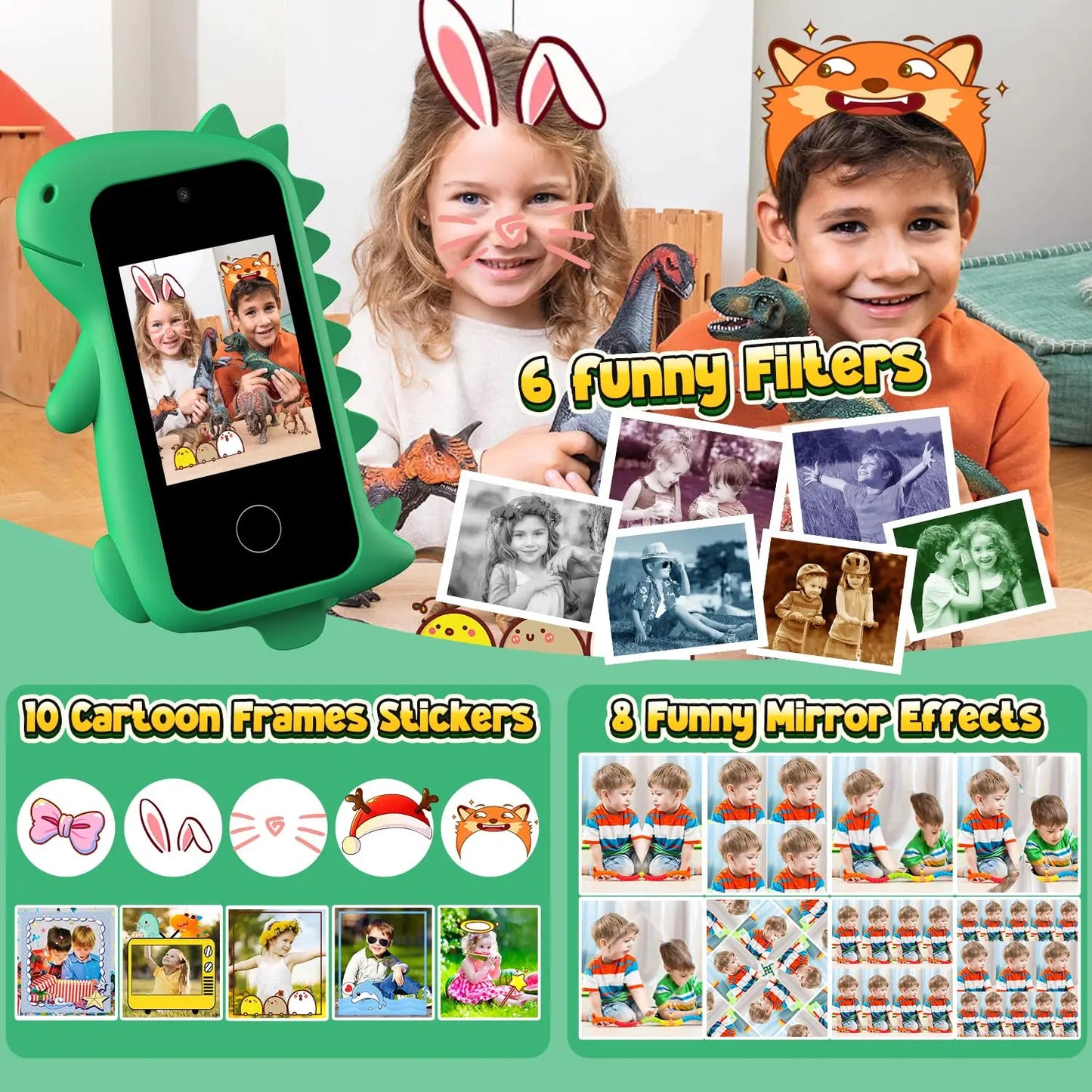 3-8 Year, Kids Smart Phone Dual Camera with 32GB Card, 3-8 Year