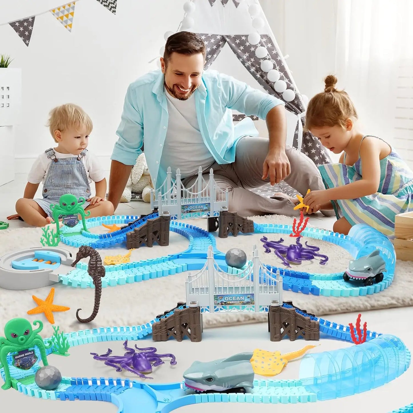 Flexible Shark Racetrack Train Toy Set 3+