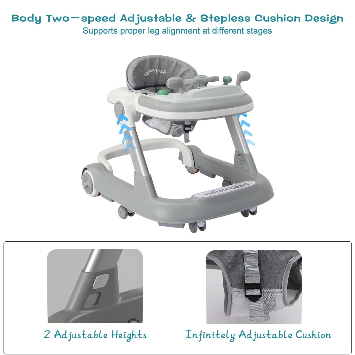 2 in1 Toddler Foldable Activity Walker for 6-18 Months