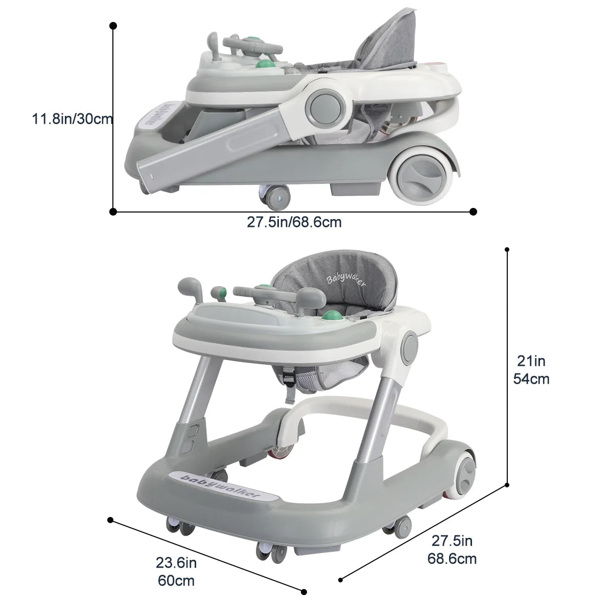 2 in1 Toddler Foldable Activity Walker for 6-18 Months