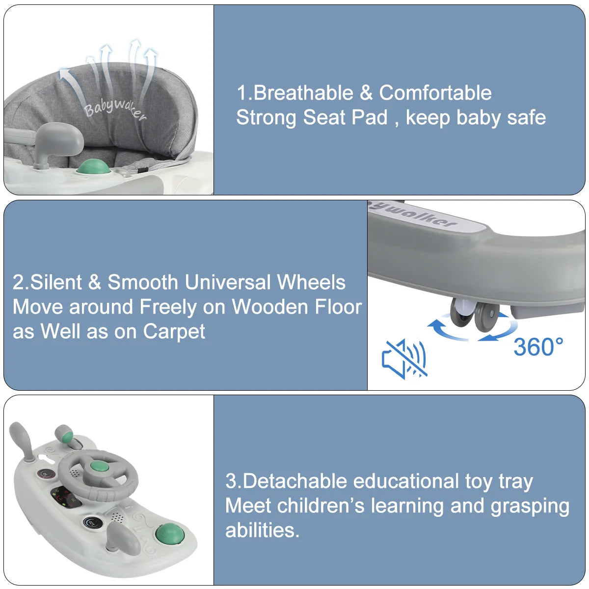 2 in1 Toddler Foldable Activity Walker for 6-18 Months