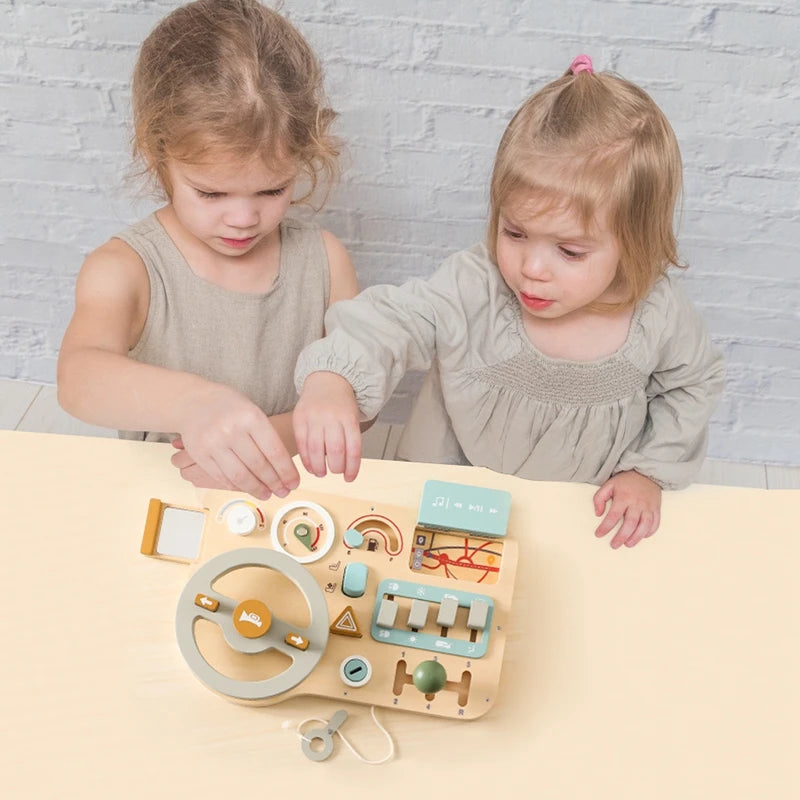 Wooden Car Steering Wheel Activity Busy Board