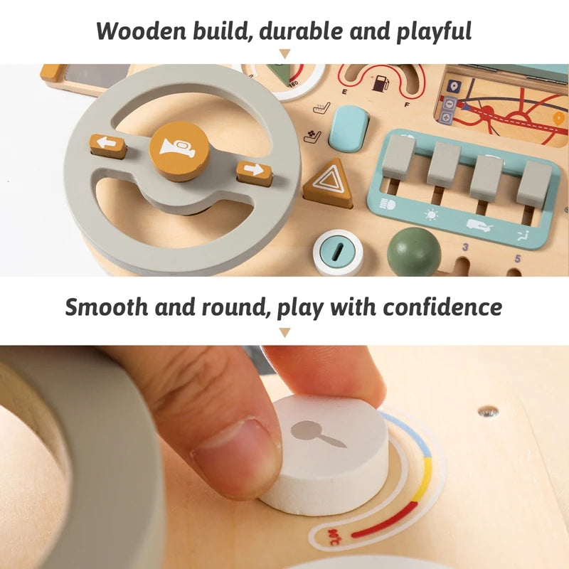 Wooden Car Steering Wheel Activity Busy Board