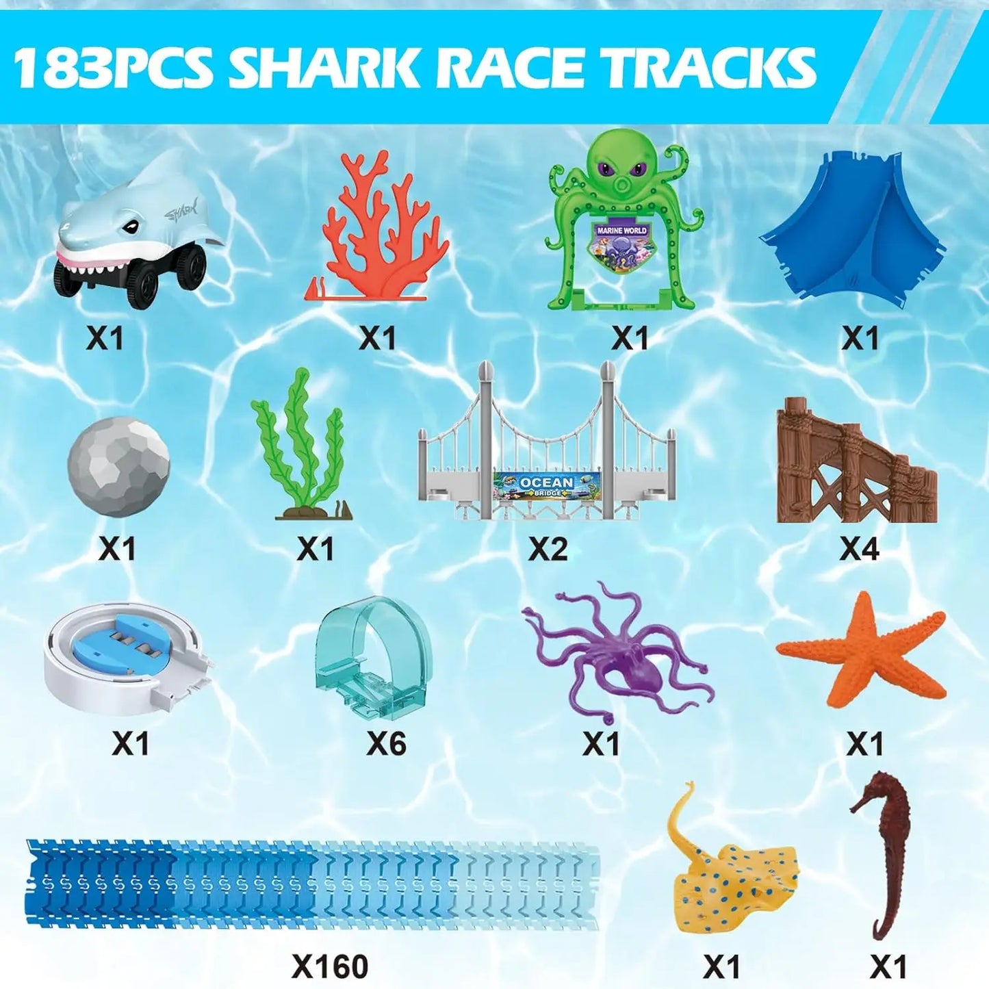 Flexible Shark Racetrack Train Toy Set 3+