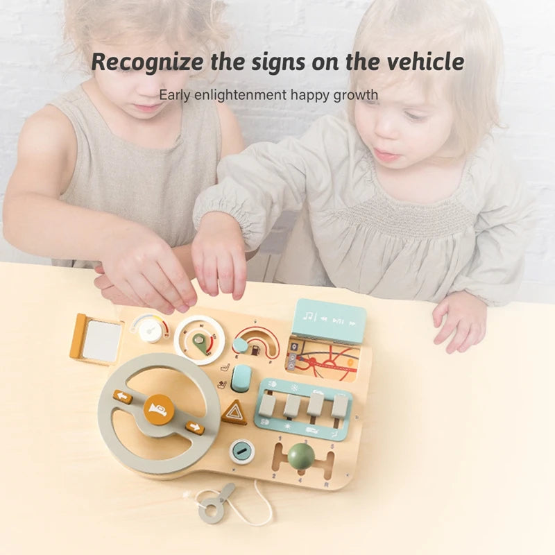 Wooden Car Steering Wheel Activity Busy Board
