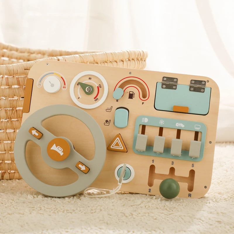 Wooden Car Steering Wheel Activity Busy Board