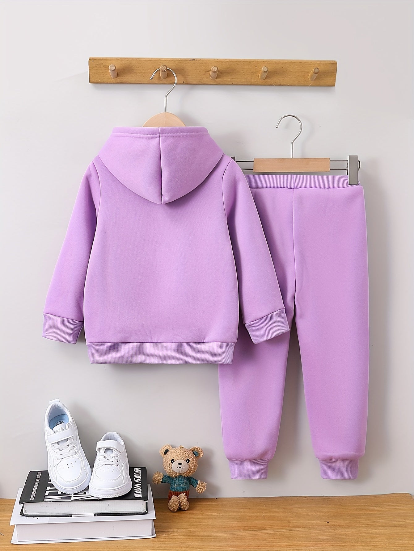 Girls 2pcs Long Sleeve Hooded Sweatshirt