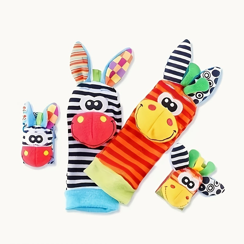 Set Baby Cartoon Animal Wrist Bell Rattle Socks -