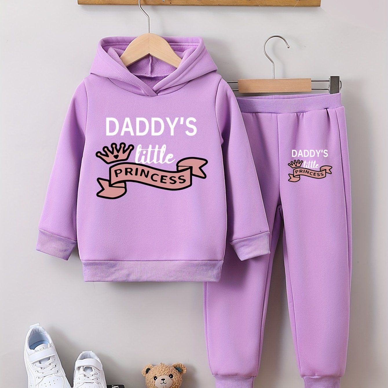 Girls 2pcs Long Sleeve Hooded Sweatshirt