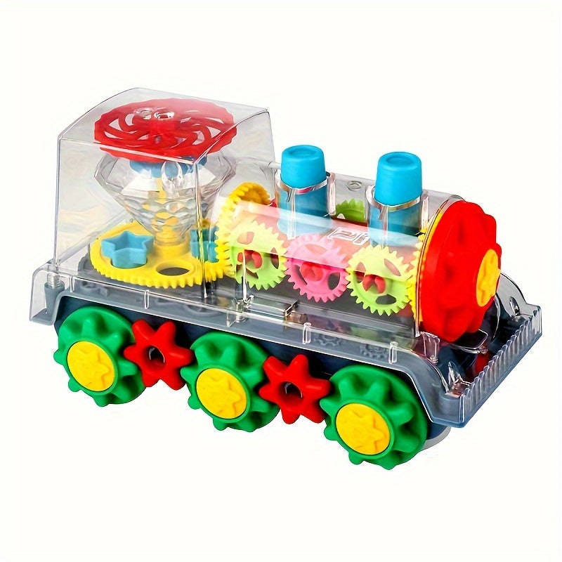 "Magical" Interactive Transparent Train Toy with Lights, Music & 360° Movement