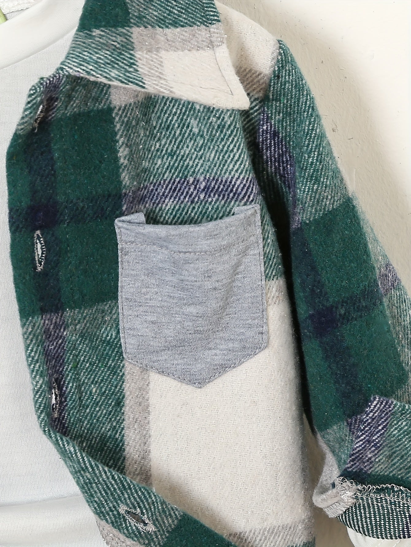 3pcs Outfit Set: Plaid Button-Up Shirt, Long Sleeve Tee & Solid Color Joggers
