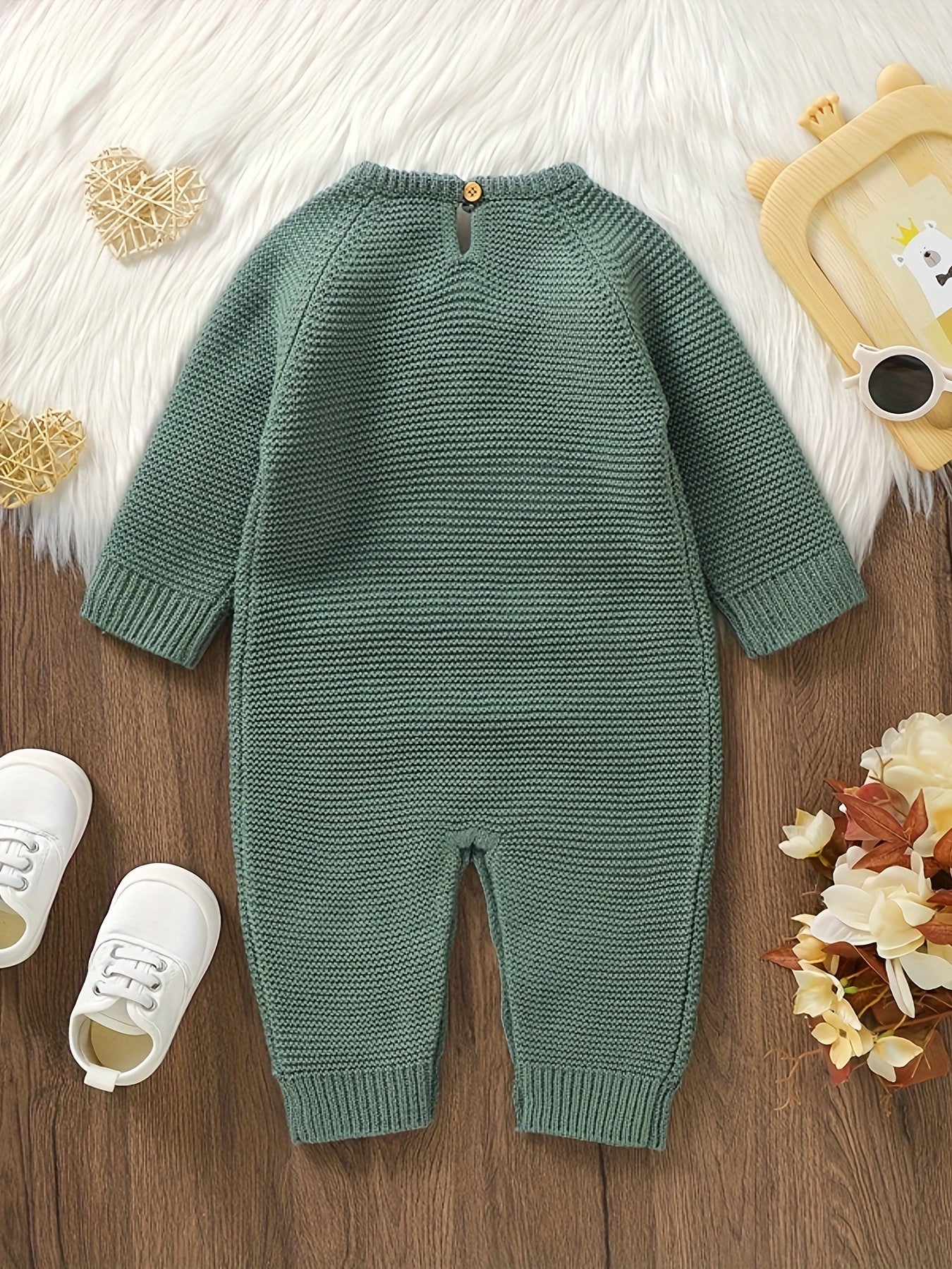 Baby Boy's Heart Jacquard Cable Knit Bodysuit,