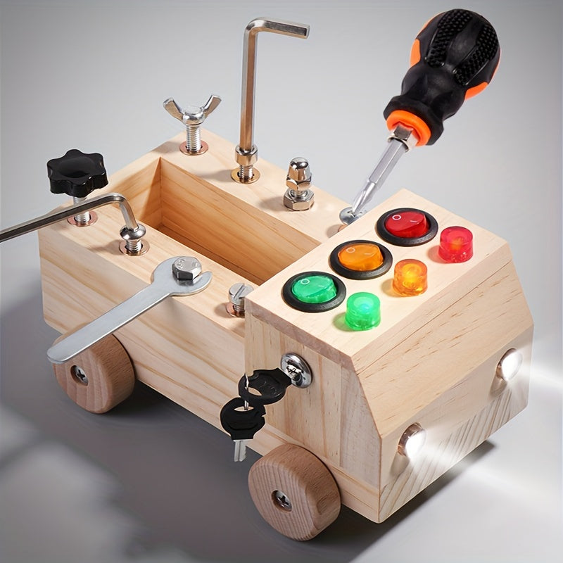 Wooden LED Switch Repair Disassembly Screw Tool Car Learning Toy